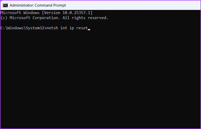 بازنشانی دستور TCP در Command Prompt