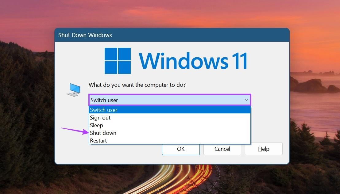 از پنجره خاموش شدن ویندوز 11 استفاده کنید