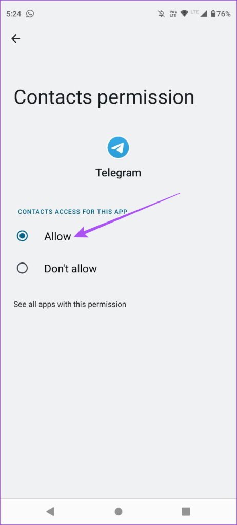 مجوز تماس تلگرام اندروید را مجاز کنید