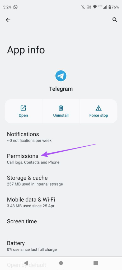 اطلاعات برنامه مجوز تلگرام اندروید