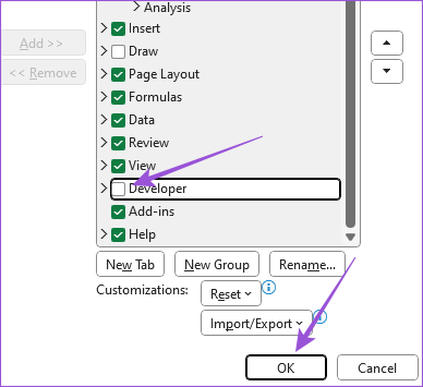 برگه توسعه دهنده را در MS Excel فعال کنید