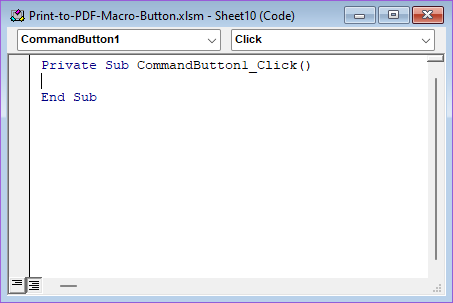 دکمه ماکرو پنجره VBA MS Excel