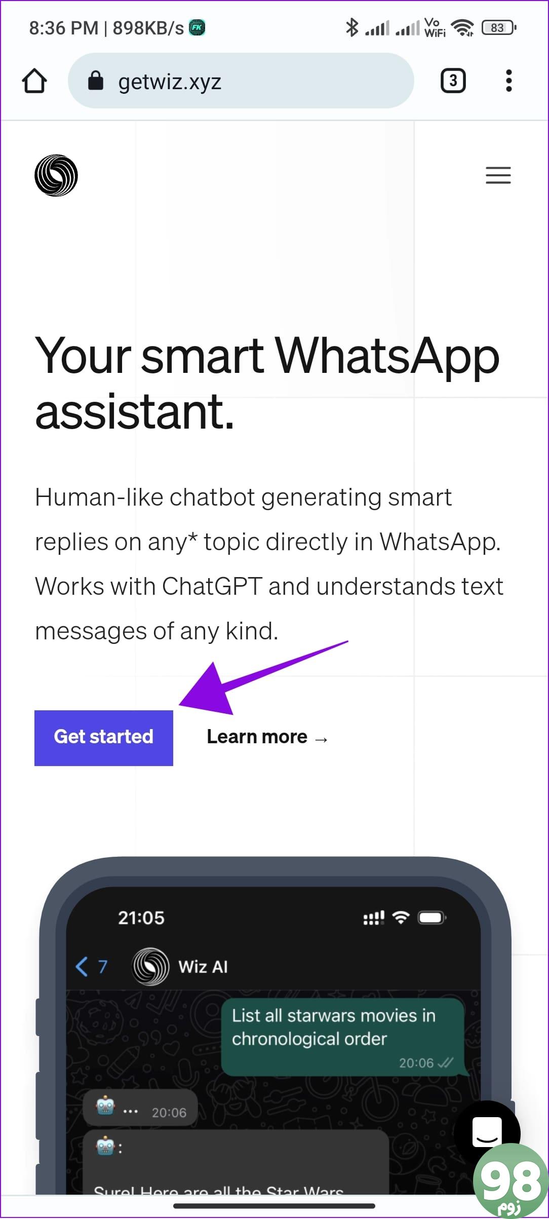 از WizAI برای WhatsApp استفاده کنید