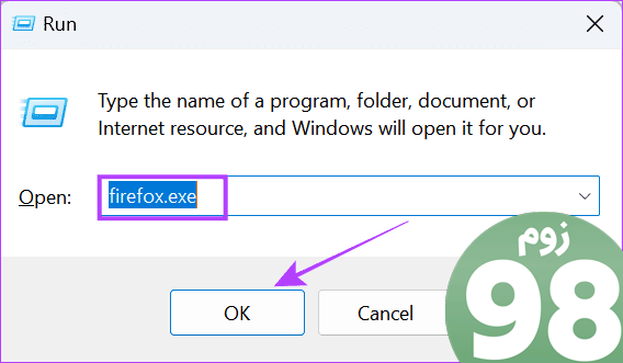 فایرفاکس را انتخاب کنید و سپس روی OK کلیک کنید