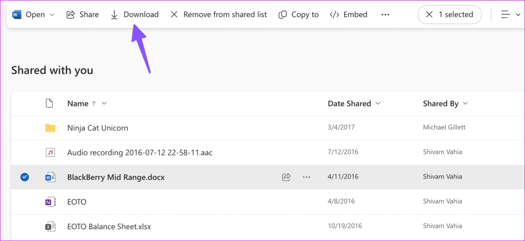 ذخیره فایل های به اشتراک گذاشته شده در OneDrive 2 1