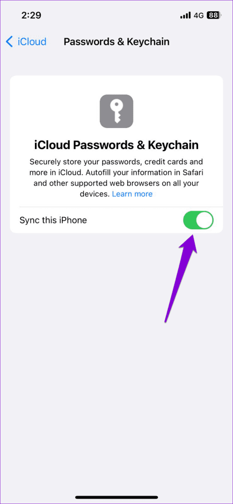 Sync iCloud Keychain on iPhone