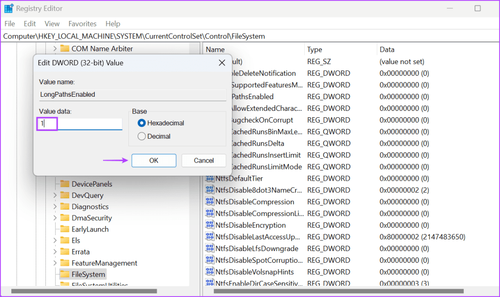 Enable Support for Long Paths Using the Registry Editor 5