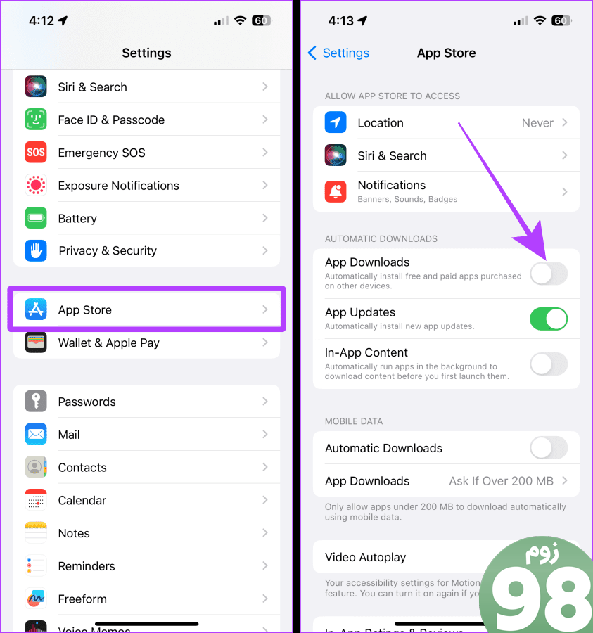 دانلود خودکار برنامه های App Store در آیفون