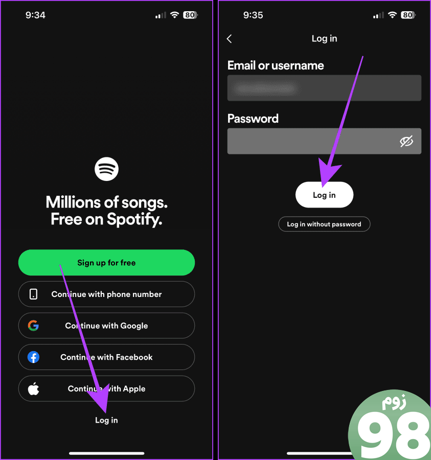 وارد Spotify Mobile شوید