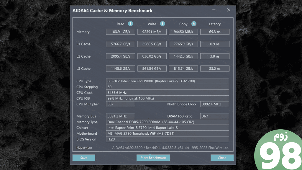 بررسی AIDA64 Benchmarks Kingston Fury Renegade RGB DDR5 7200 32GB RAM