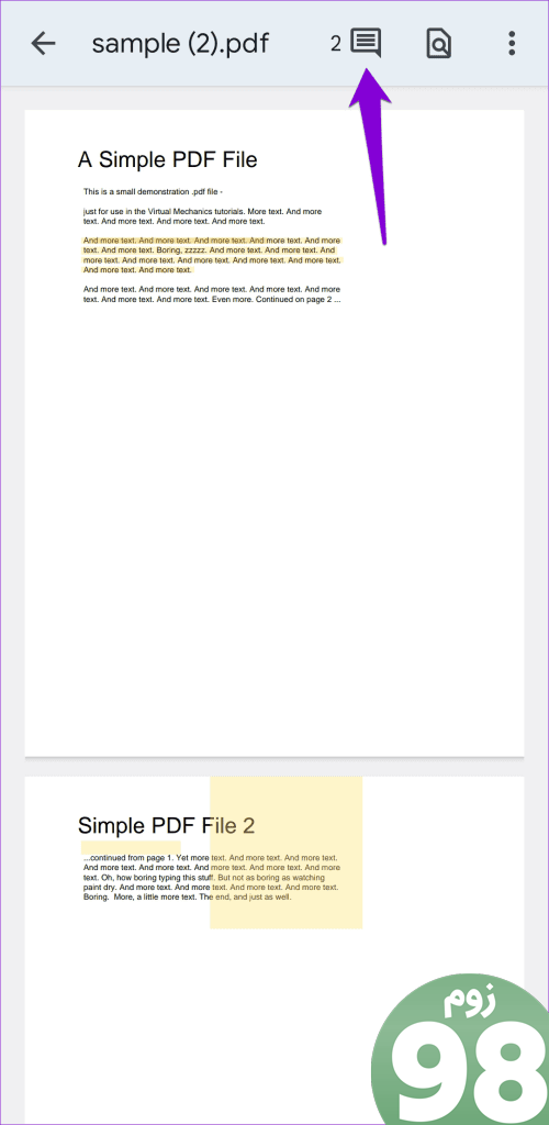 مشاهده نظرات یک PDF در Google Drive