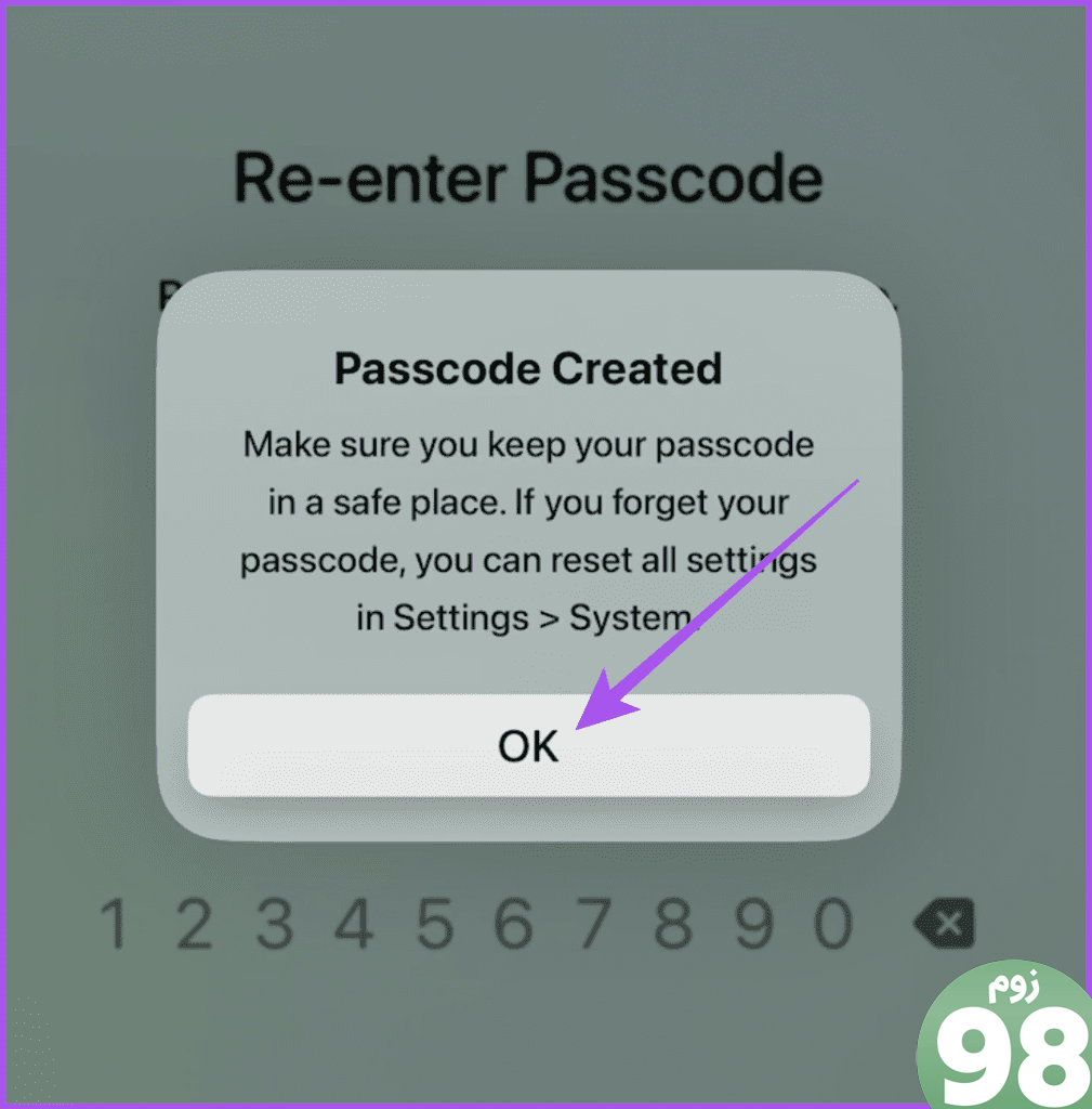 رمز عبور را برای کنترل های والدین اپل تی وی تأیید کنید