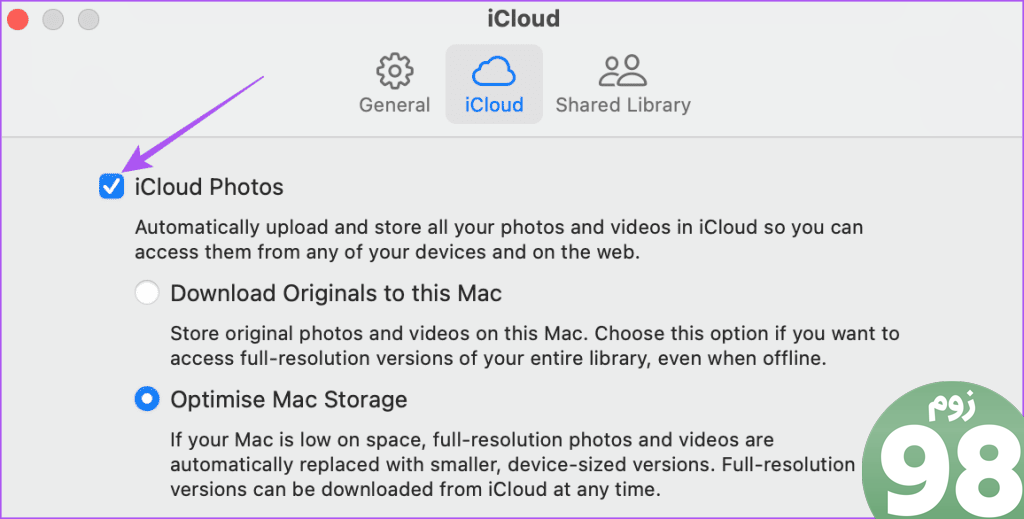 icloud photos mac را فعال کنید