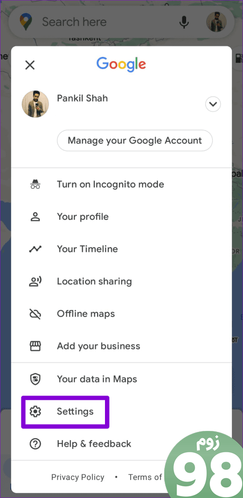 تنظیمات نقشه های گوگل