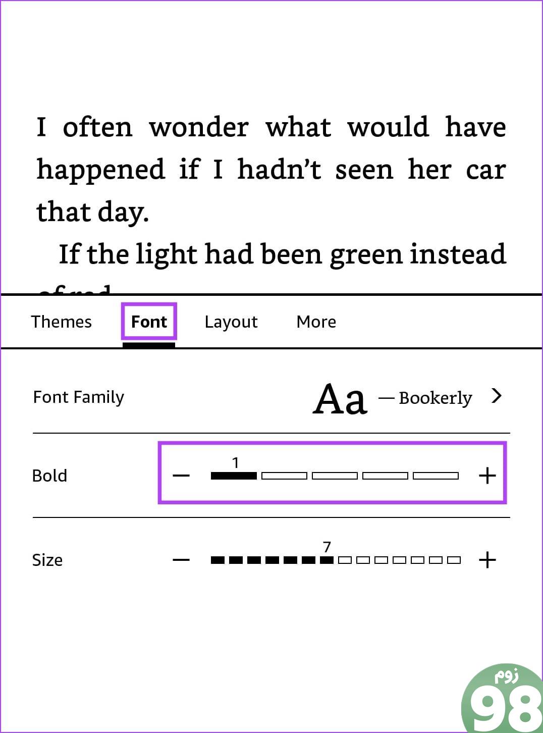 Bold را در Kindle فعال کنید