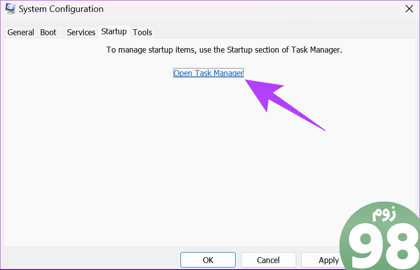 Open Task Manager را انتخاب کنید