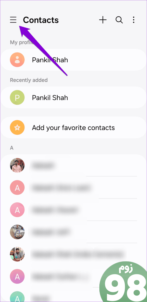 Samsung Contacts App on Android