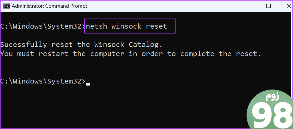 Use winsock reset command 