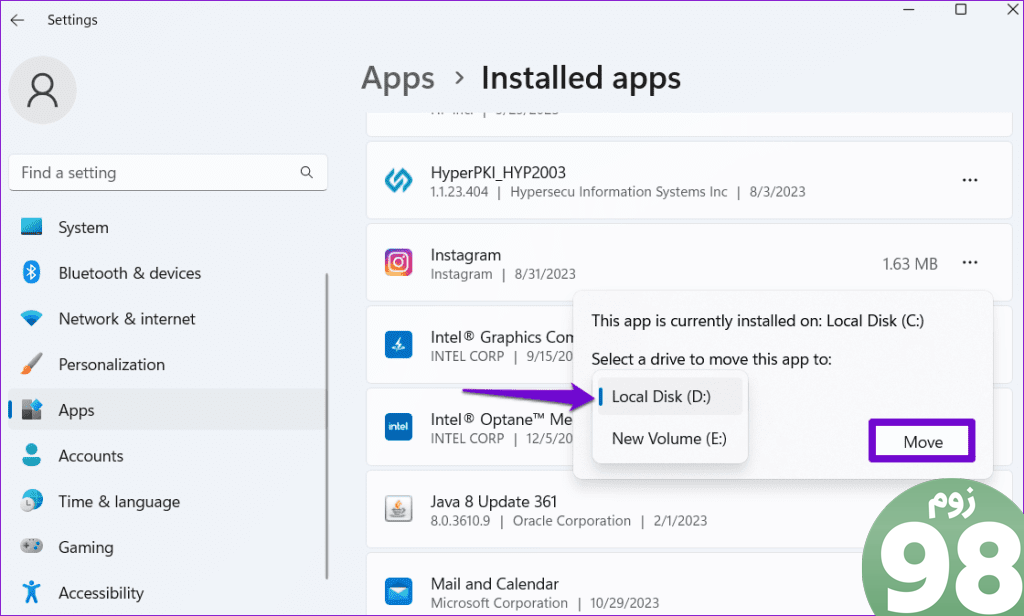 Move an App to Another Drive on Windows