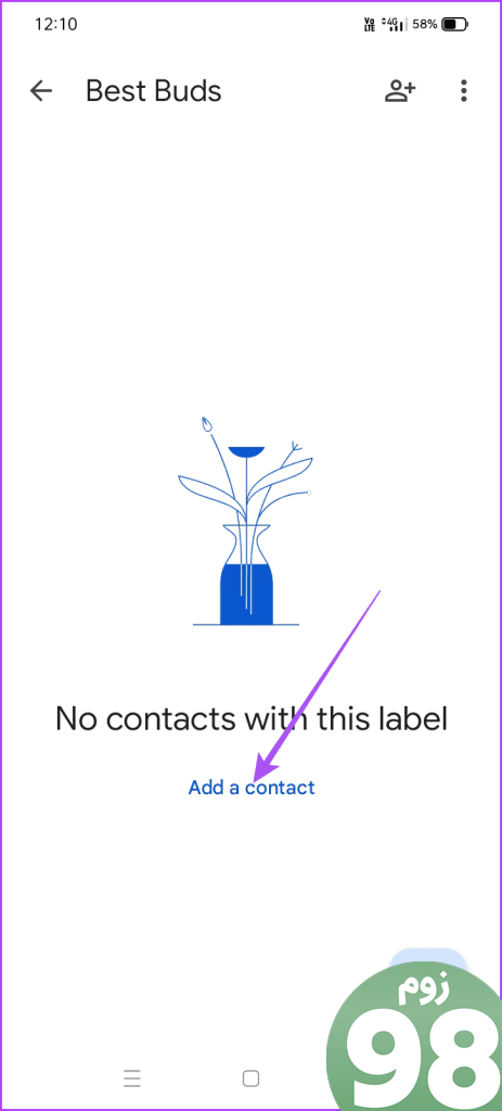 یک مخاطب را در برچسب برنامه Google Contacts اضافه کنید