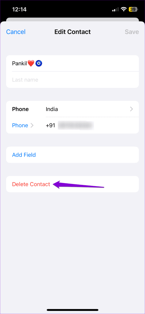 حذف مخاطبین با استفاده از WhatsApp در آیفون
