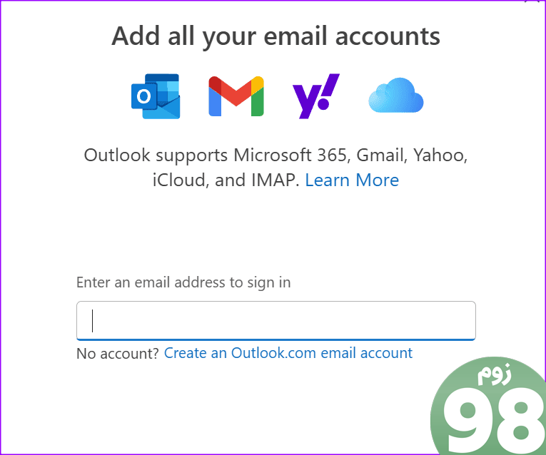 ایمیل iCloud را به Outlook 3 اضافه کنید