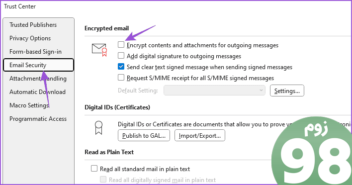 رمزگذاری ایمیل را برای پنجره های چشم انداز قدیمی ایمیل ها فعال کنید