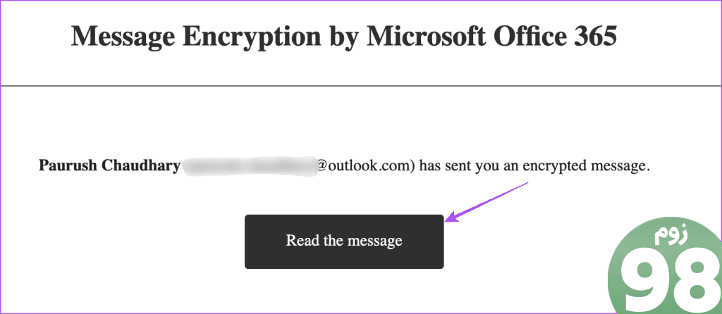 خواندن پیام رمزگذاری شده از Outlook