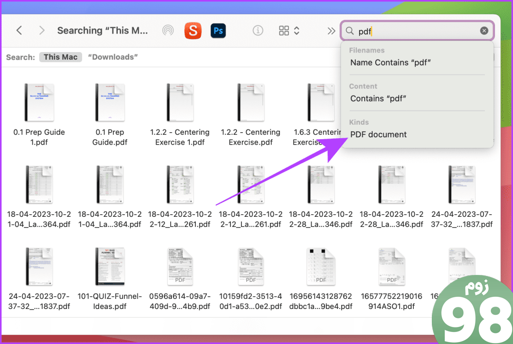 فیلتر کردن فایل ها بر اساس نوع در Finder در مک