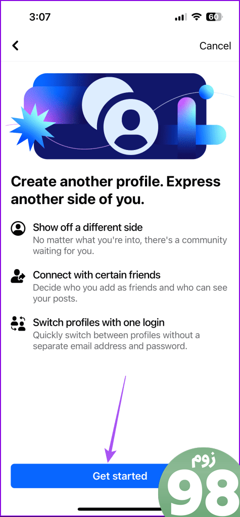 شروع به ایجاد پروفایل جدید اپلیکیشن فیس بوک برای موبایل کنید