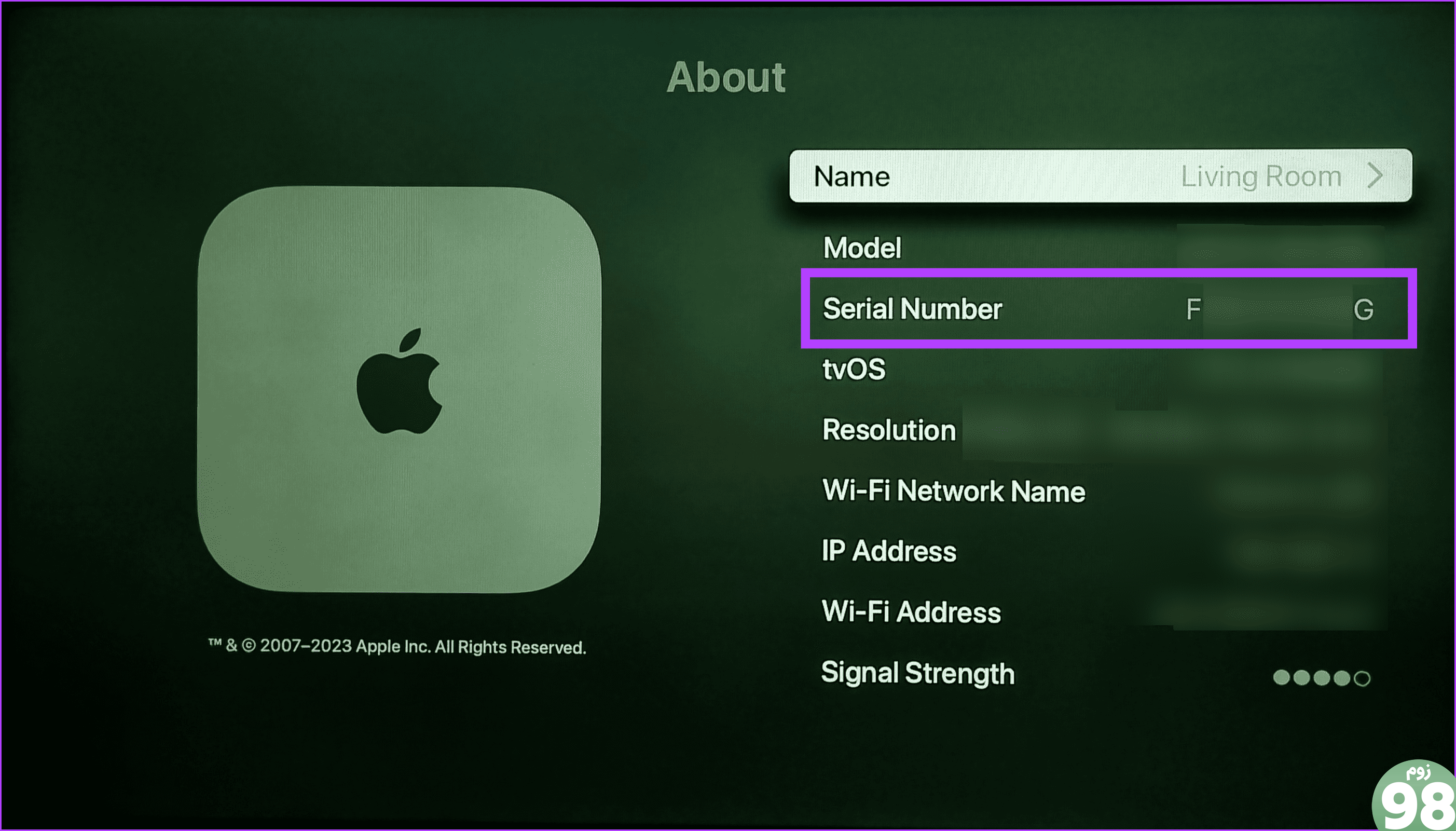 شماره سریال Apple TV را بررسی کنید