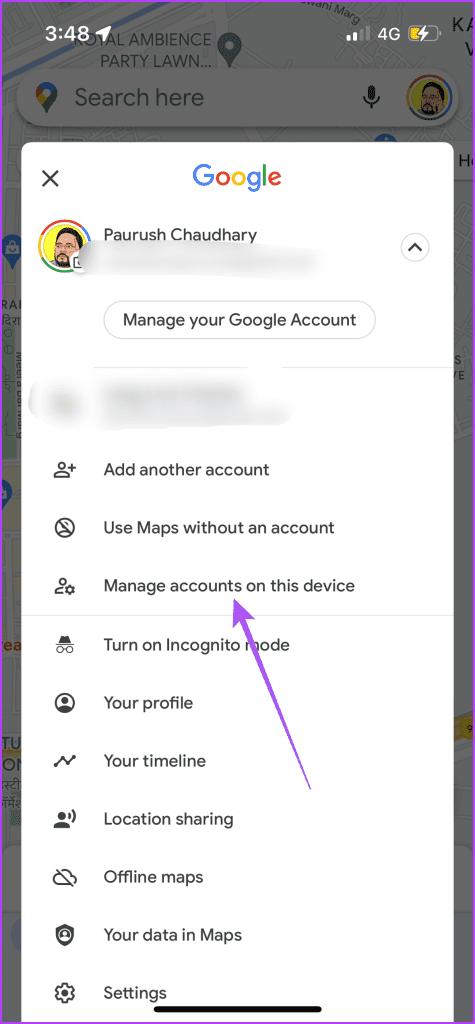 مدیریت حساب ها در این دستگاه نقشه های گوگل آیفون