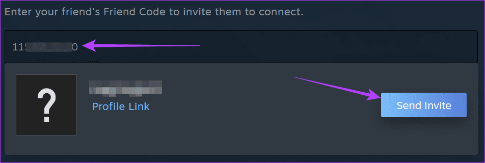 کد را اضافه کنید و سپس Send Invite را بزنید