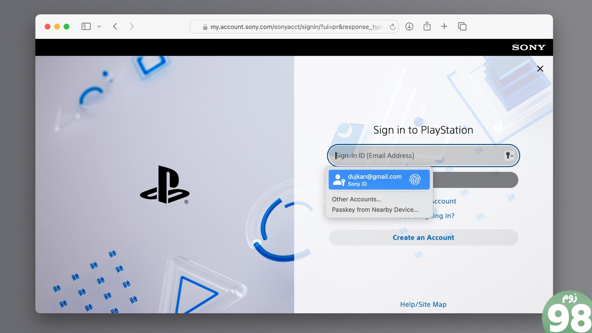 استفاده از Touch ID برای ورود به حساب PlayStation در وب در لپ تاپ Mac