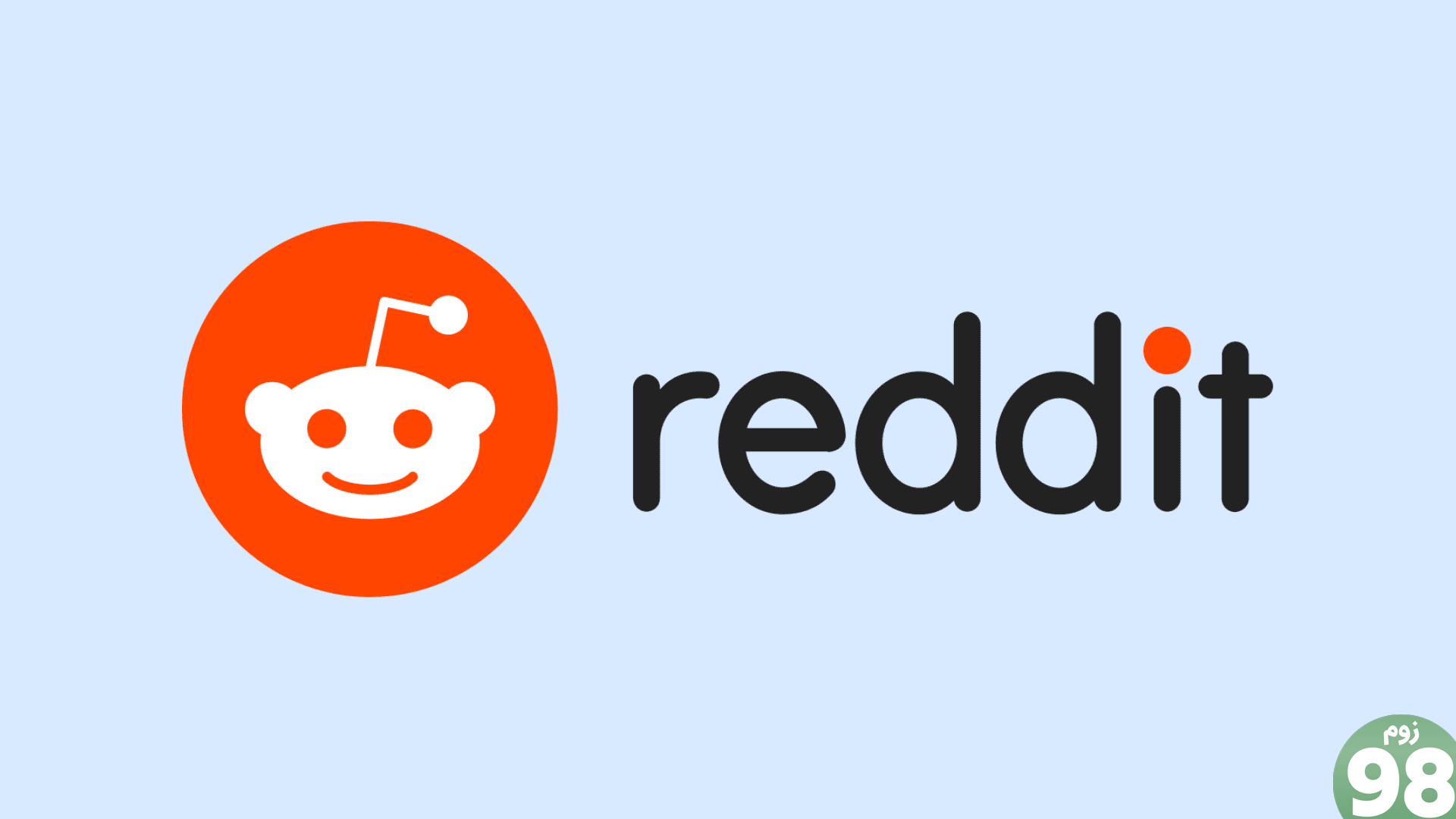 نماد کامل Reddit در پس‌زمینه آبی روشن