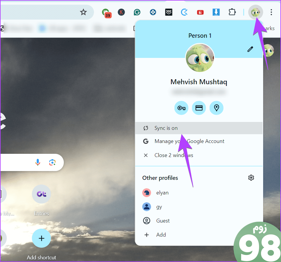 Chrome از سیستم خارج شوید
