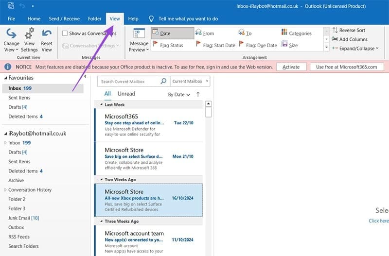 نحوه تغییر تعداد خطوط در پیش نمایش پیام در Outlook 1